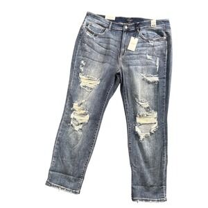 Judy Blue Boyfriend Jeans 22W Y2K Grunge Distressed Off Duty Denim NWT